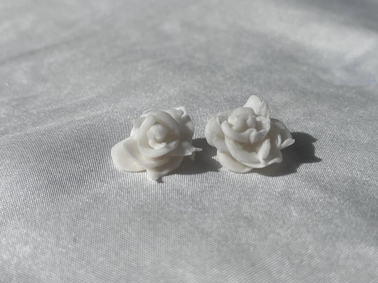 White Peony Blossom Earrings – Elegant Floral Statement Earrings, Romantic Peony Jewelry, Feminine Luxury Flower Earrings