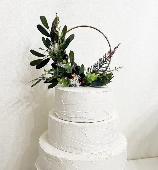 Olive Leaves Cake Topper, Faux Olive Branch Hoop, Mediterranean Wedding