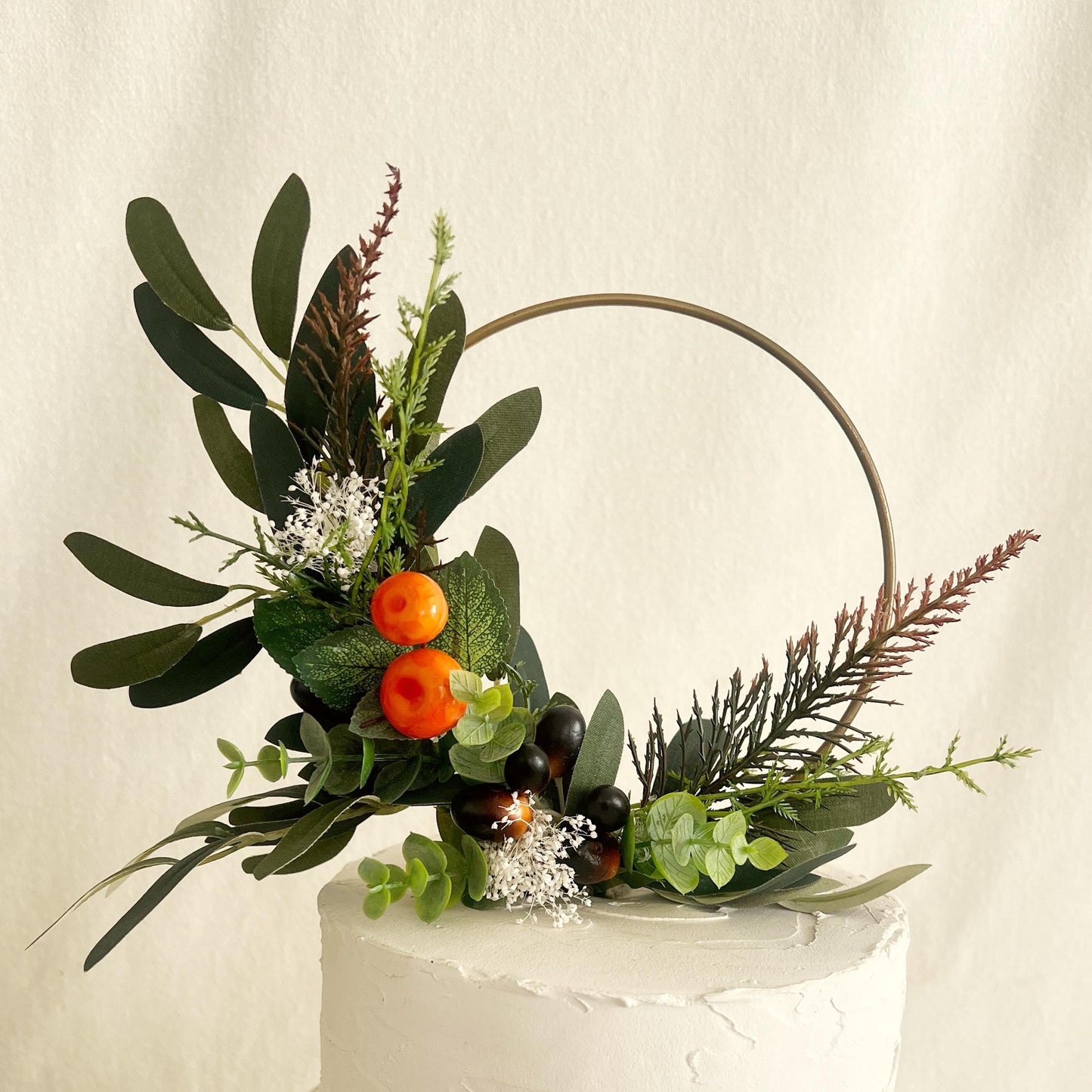 Olive Leaves Cake Topper, Faux Olive Branch Hoop, Mediterranean Wedding