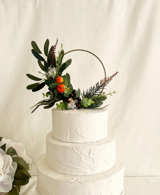 Olive Leaves Cake Topper, Faux Olive Branch Hoop, Mediterranean Wedding