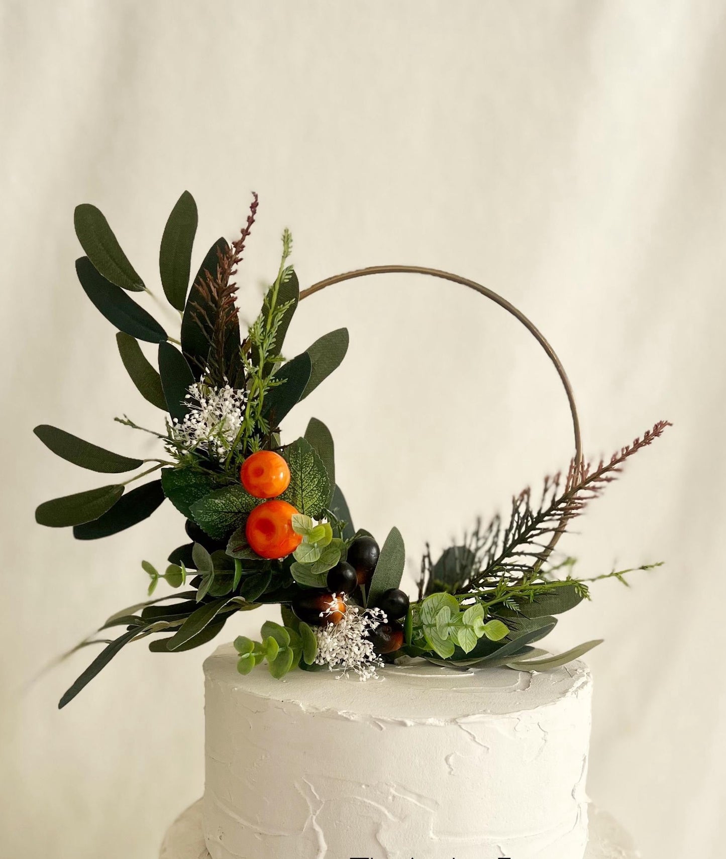 Olive Leaves Cake Topper, Faux Olive Branch Hoop, Mediterranean Wedding