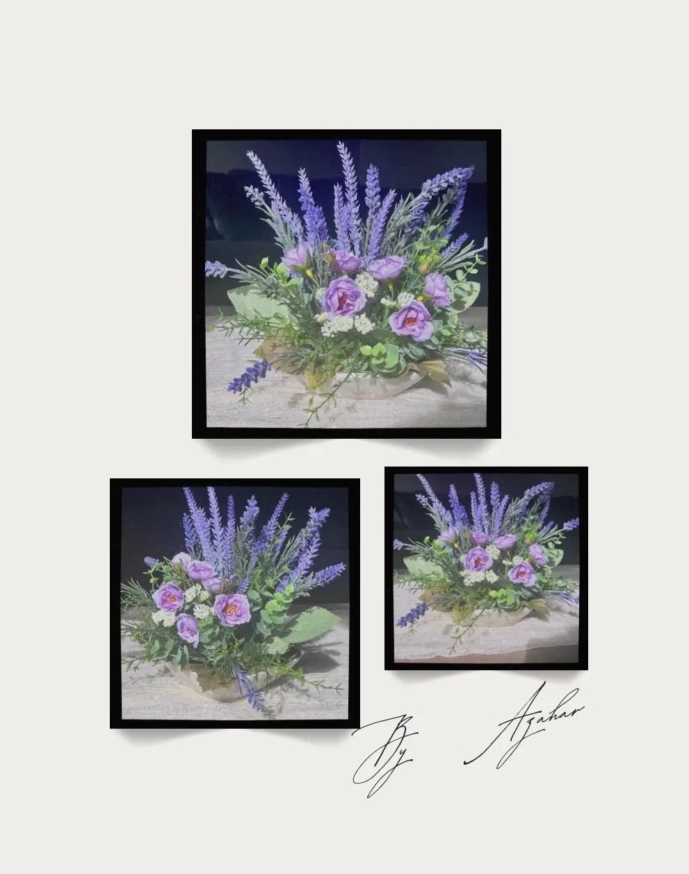 Lavender Rose Faux Floral Arrangement – Desk Entryway Centerpiece By Azahar